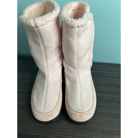 Lands End Boots Womens 7 B Mid Calf Back Zip Insulated Winter Boot pink Suede - Picture 1 of 8
